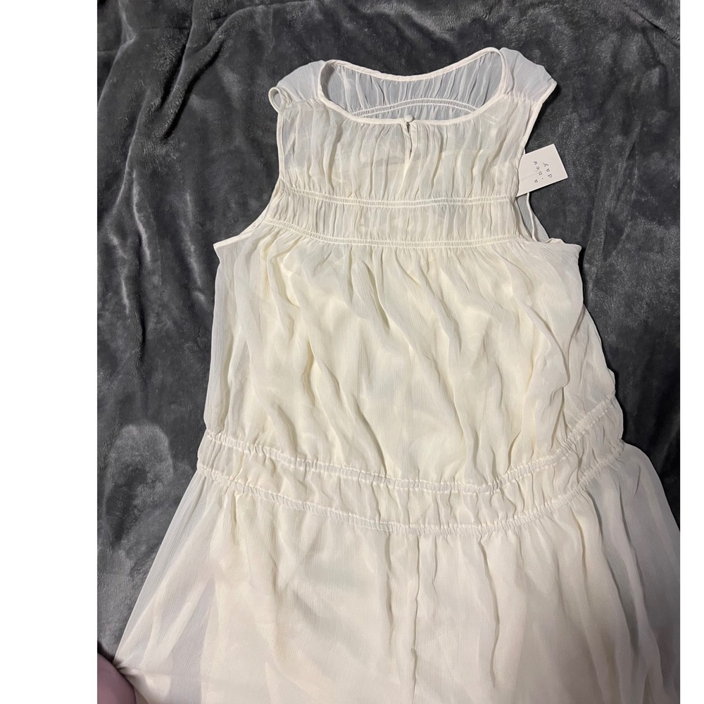 A New Day Cream/ Ivory Sleeveless Smocked Tiered Maxi Dress Large - Picture 6 of 6